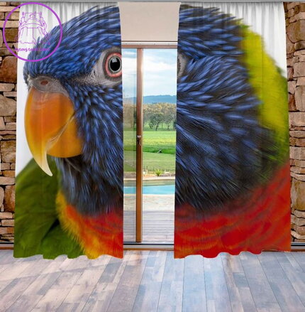 Závěsy 3D dekorační 2x140x250cm Papoušek