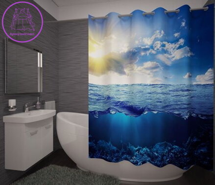  Textilní koupelnový závěs s 3D efektem 145x180cm Art-Moře 71324