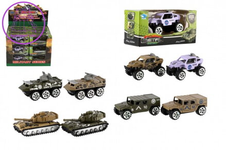 Tank/Auto vojenské/Obrněný transportér kov 7cm mix druhů 24ks v boxu