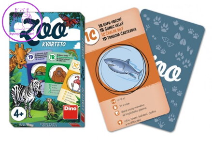 Kvarteto ZOO společenská hra karty 32ks v papírové krabičce 7x11x1cm
