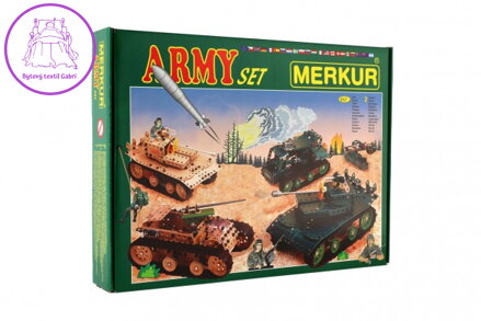 Stavebnice MERKUR Army Set 674ks 2 vrstvy v krabici 36x27x5,5cm