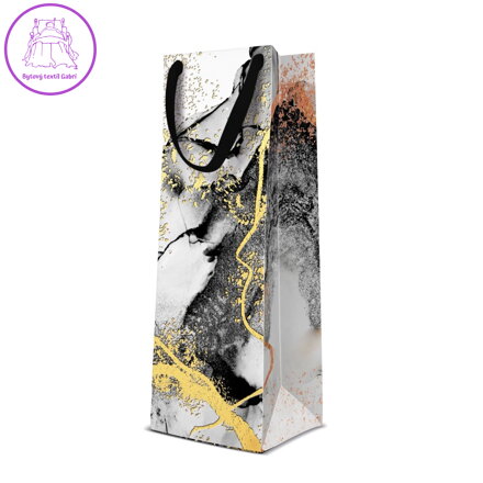 Dárková taška na láhev - Marble 12x10x37 cm