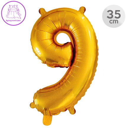 Balón narozeninový 35 cm - číslo 9, zlatý