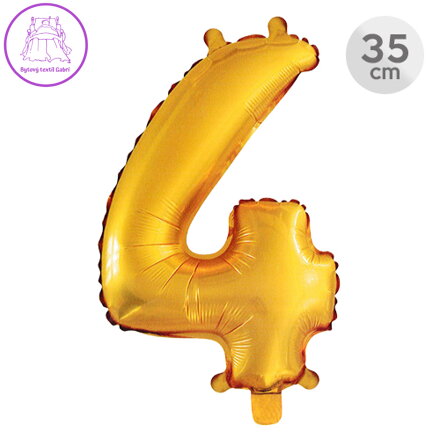 Balón narozeninový 35 cm - číslo 4, zlatý