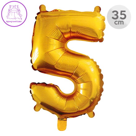 Balón narozeninový 35 cm - číslo 5, zlatý