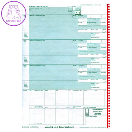 Doplňky. jednotný celní dokladech. COL 206 A4 - samopr. (92)