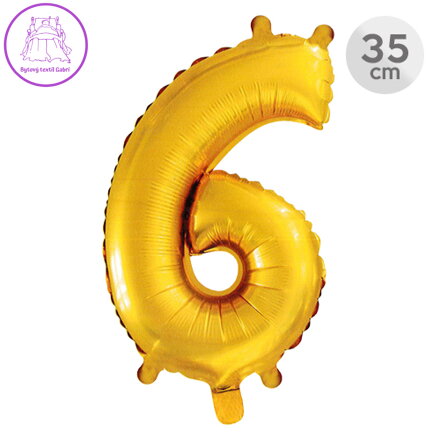 Balón narozeninový 35 cm - číslo 6, zlatý