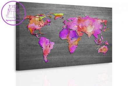 Obraz Mapa světa růžová