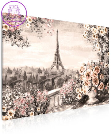 Obraz reprodukce Paříž s květinami