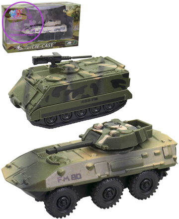 Tank kovový model zpětný chod vojenská technika 3 druhy