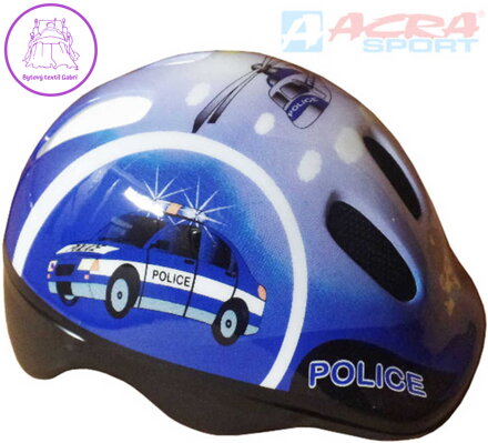 ACRA Helma cyklistická dětská Brother vel. XS modrá Policie CSH062