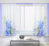 Záclony s 3D potiskem 2x150x250cm - Modré a bílé květy