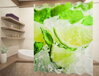 Textilní koupelnový závěs s 3D efektem 145x180cm Art-71171 Limetka a led