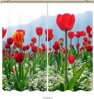 Black out závěsy 3D nebo voálové záclony 3D motiv 7312 Červené tulipány