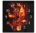 Nástěnné hodiny 30x30cm - Abstrakt ohnivý květ a hnědý podklad