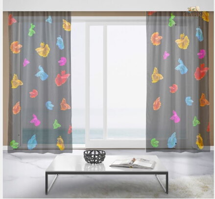 Záclony s 3D potiskem 2x150x250cm - Barevné rybky