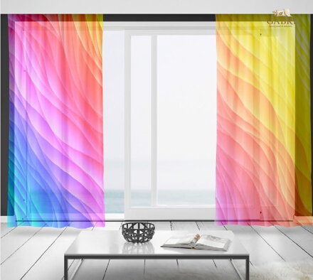 Záclony s 3D potiskem 2x150x250cm - Barevné vlny