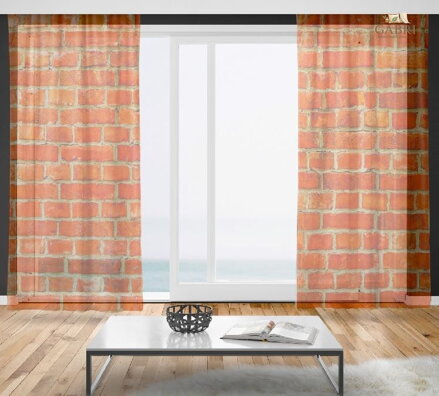 Záclony s 3D potiskem 2x150x250cm - Cihly