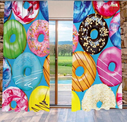 Zatemňovací závěsy tištěné black out 2x140x250cm - Donuts