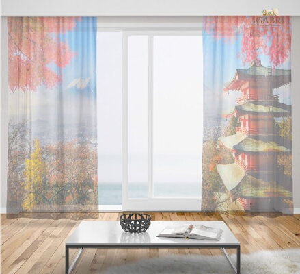 Záclony s 3D potiskem 2x150x250cm - Hora Fudži