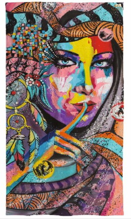 Osuška s potiskem 70x140cm - Indiánka art