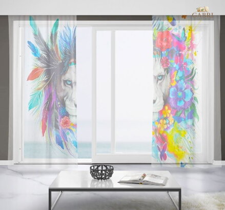 Záclony s 3D potiskem 2x150x250cm - Lev art
