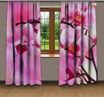 Závěsy dekorační tištěné 2x140x250cm - Orchidej