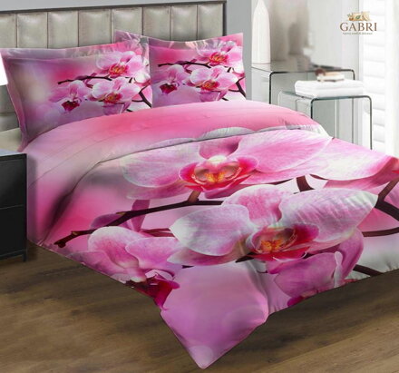 Povlečení z moderního materiálu Interlock fototisk 3D efekt - Orchidej růžová
