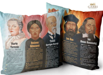 Polštářek naučný s potiskem - Osobnosti historie