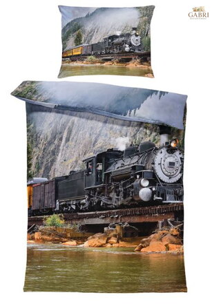 Povlečení z moderního materiálu Interlock fototisk 3D efekt - Lokomotiva