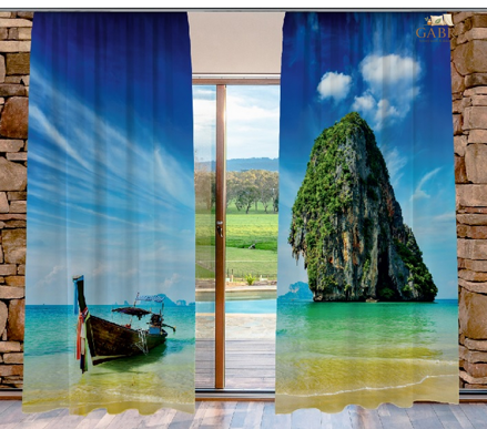 Závěsy dekorační tištěné 2x140x250cm - Thailand