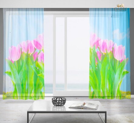 Záclony s 3D potiskem 2x150x250cm - Tulipány