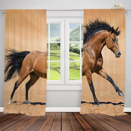 Závěsy dekorační tištěné 2x140x250cm - Hřebec