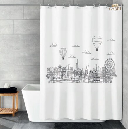  Koupelnový závěs Peva 180x200cm - Wonderland 185 bílá/černá 2026