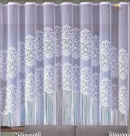 Žakárová záclona bílá s provázky 300x170cm W-Bella SKLADEM