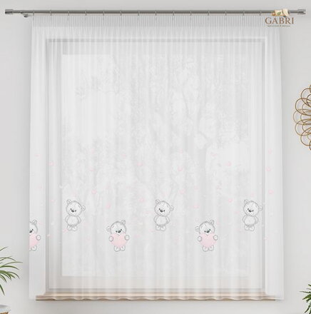 Dětská záclona voál s potiskem do dětského pokojíčku 250x157cm Gabri-Medvídek D68