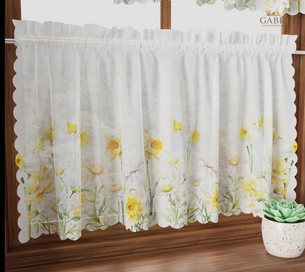 Voálová vitrážková záclona s potiskem 100x60cm Gabri- P00208 WIOSENNA POLANA