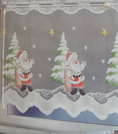 Záclona kusová vánoční vitrážka 45x125cm - Santa Claus SKLADEM