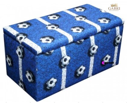 Taburet s úložným prostorem 80x40x42cm Fotbal modrá