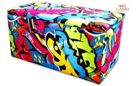  Taburet s úložným prostorem 80x40x42cm Graffiti