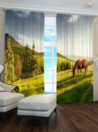 Exkluzivní zatemňovací závěsy Black out s potiskem 2x145x250cm - S30556