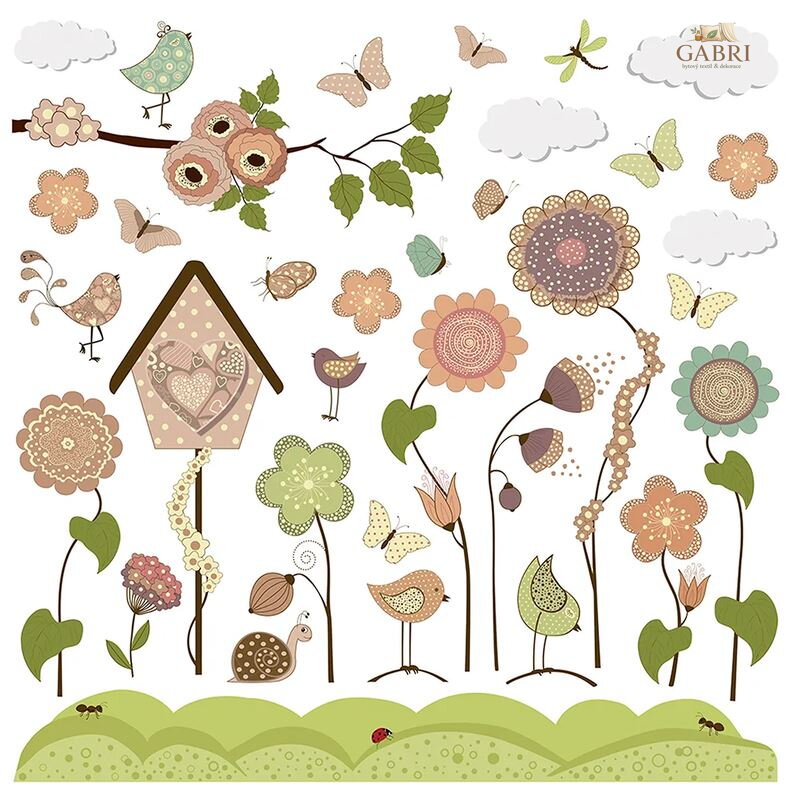 Dětská samolepka na zeď 30x30cm - Happy Garden