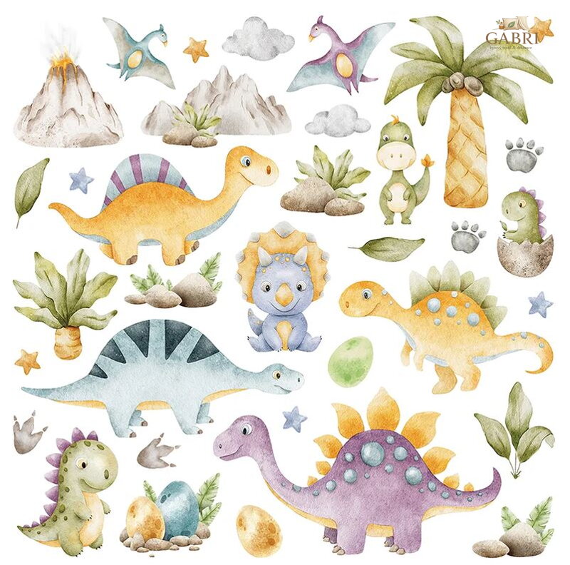 Dětská samolepka na zeď 30x30cm - Dinosaurs