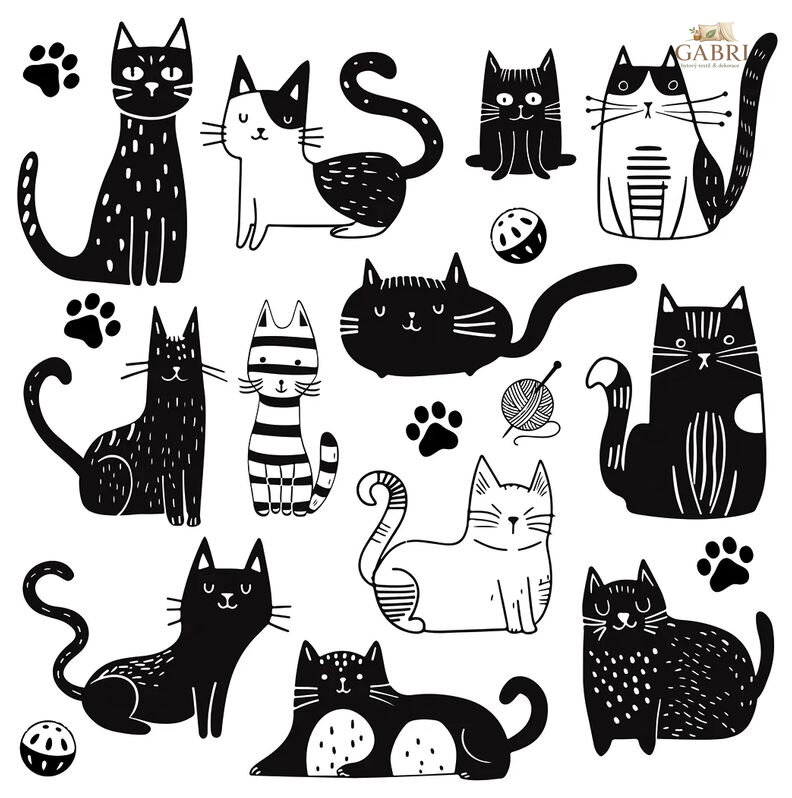 Dětská samolepka na zeď 30x30cm - Kitty Doodles