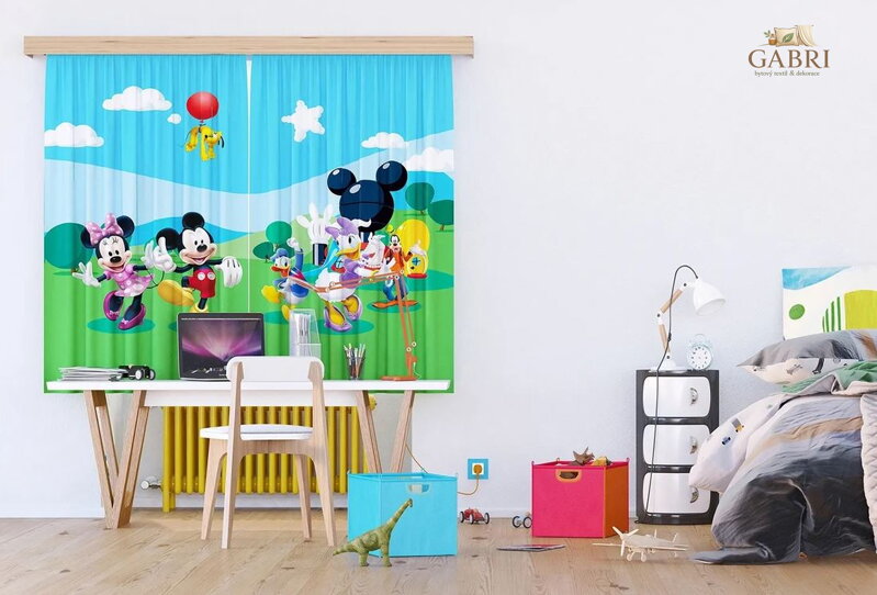 Dětské dekorační závěsy s potiskem 180x160cm - Disney Mickey a přátelé 4307