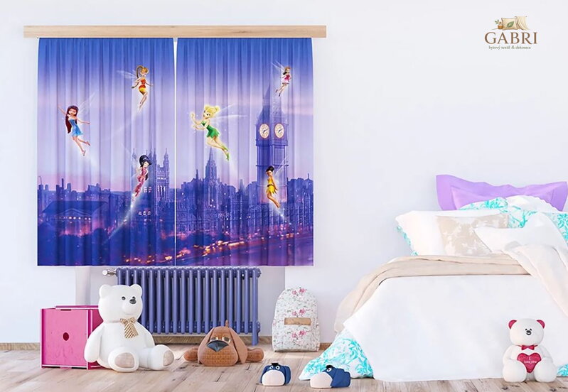 Dětské dekorační závěsy s potiskem 180x160cm - Disney Víly v Londýně 4314
