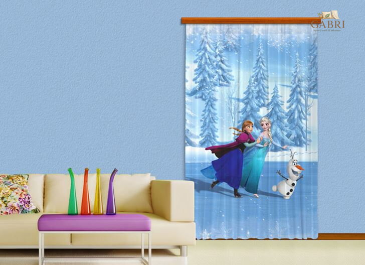 Dětský dekorační závěs s potiskem 140x245cm - Disney Ledové království na ledě 7105