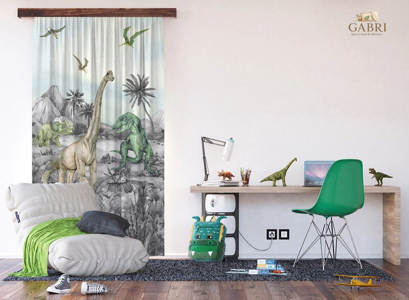 Dětský dekorační závěs s potiskem 140x245cm - Dino 7173 