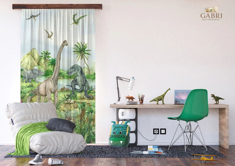 Dětský dekorační závěs s potiskem 140x245cm - Dino 7175