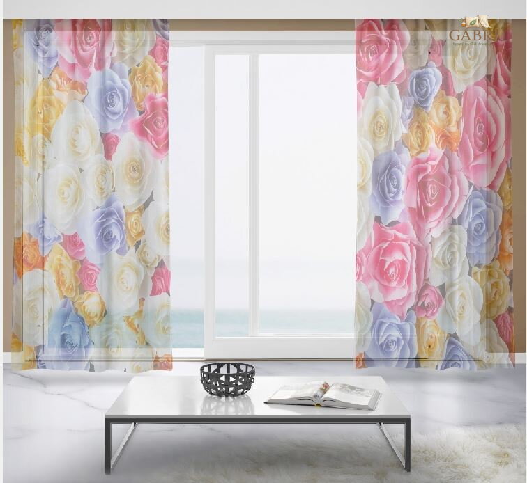 Záclony s 3D potiskem 2x150x250cm - Barevné růže